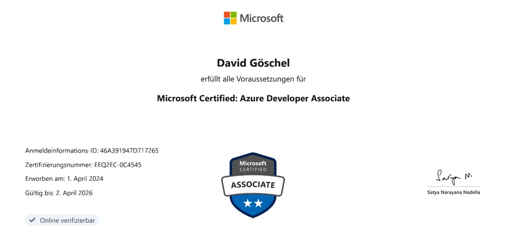 Microsoft Zertifizierung als Azure Developer Associate (AZ-204)