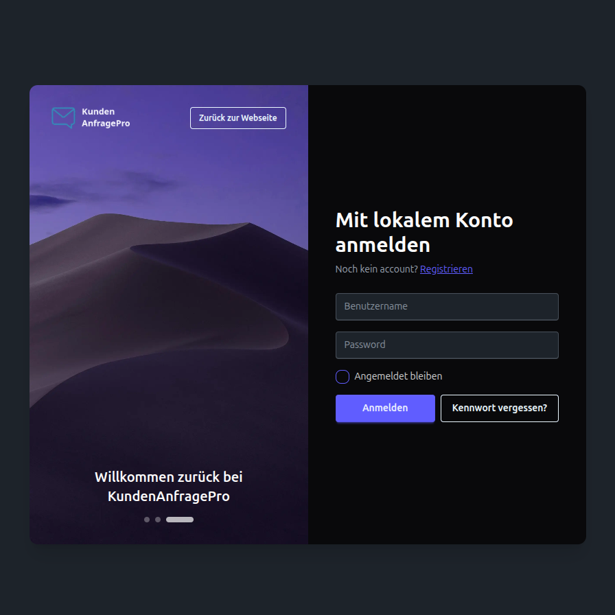 Lokaler Identitätsprovider von Power Pages mit angepasster Login-Seite