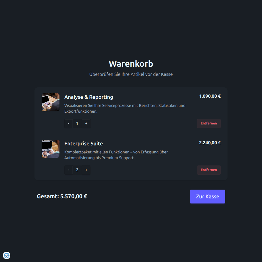 Warenkorb mit Produkten