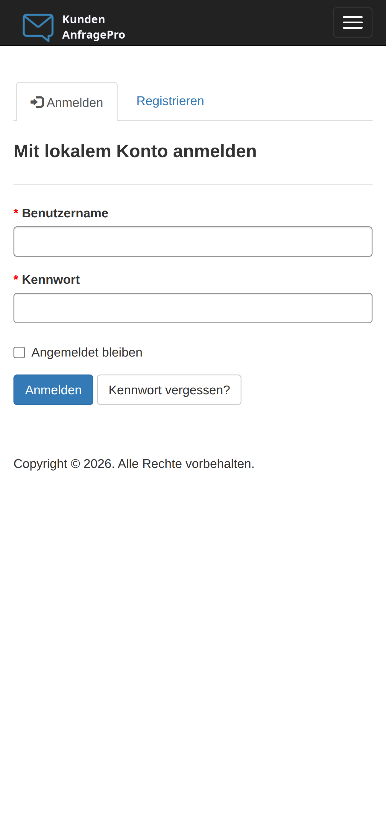 Standard Power Pages Portal mit Bootstrap Design